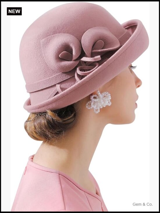 Vintage Wool Felt Bucket Cloche Bowler Hat Church Wedding Fascinator main image 4